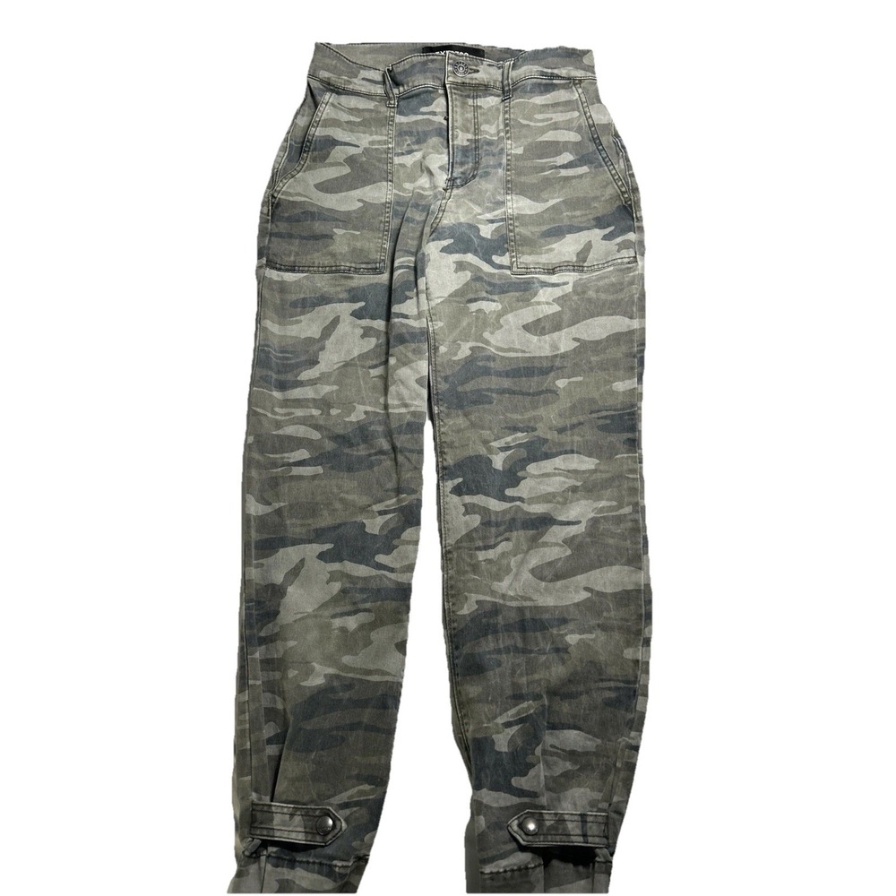 Express Pants Womens S Camo Cropped Straight High Rise Grunge Hipster Y2K ((163)